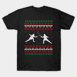 Fencing Ugly Christmas Sweater Gift Ideas T-Shirt